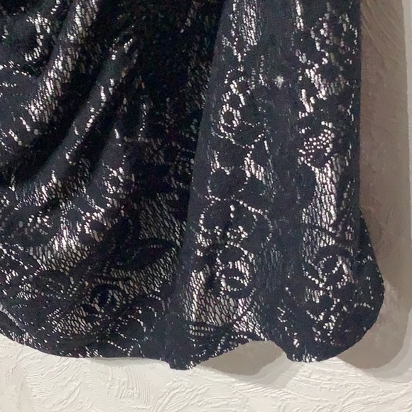 Laundry by Shelli Segal NEW - Sz 8 - strapless two layer lace Black/Silver Dress - Picture 9 of 11
